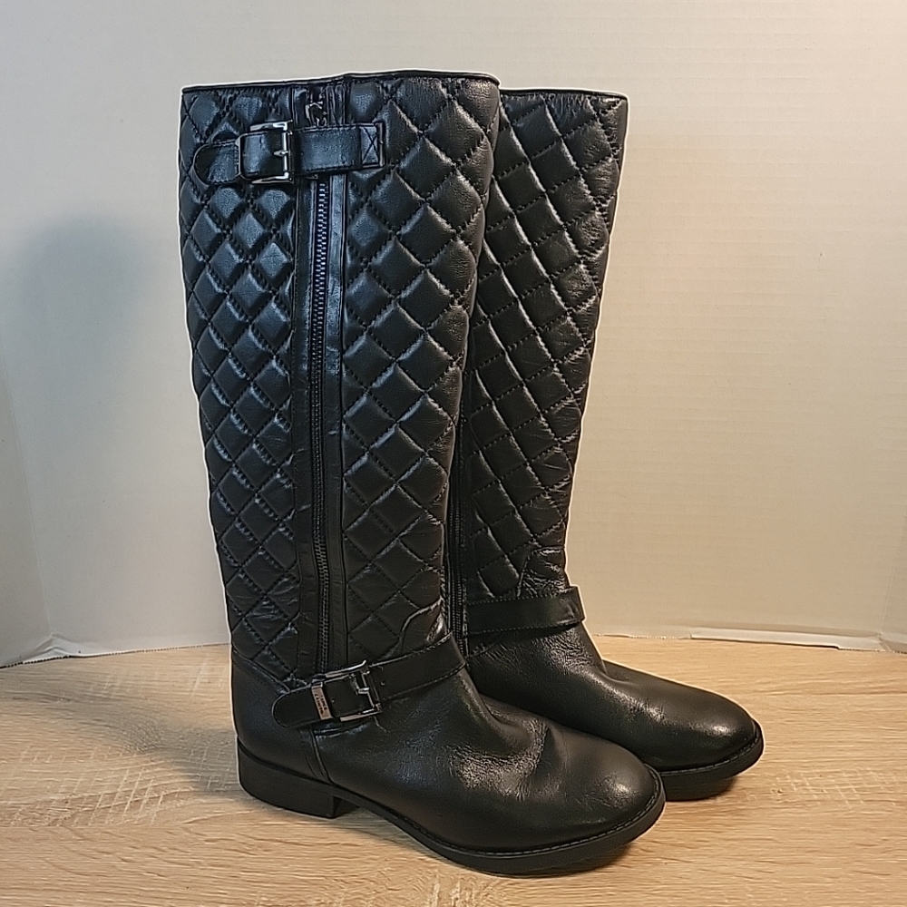 Vince Camuto Fredrica Leather Quilted Knee High Boots Size 6.5
